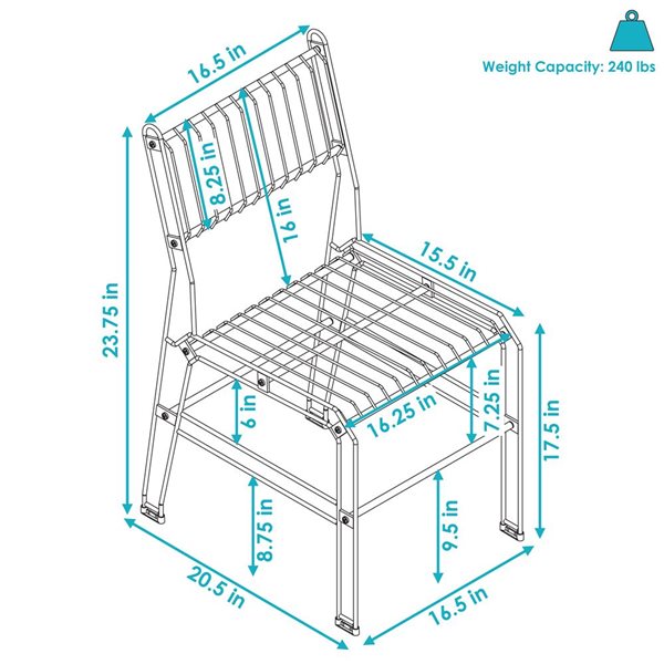 Sunnydaze Decor Set of 2 Black Indoor/Outdoor Steel Wire Dining Chairs