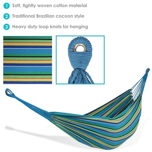 Sunnydaze Decor Green 2-Person Woven Brazilian Hammock