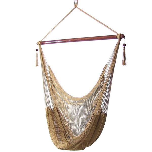 Sunnydaze Decor Light Brown Woven Extra Large Rope Hammock Chair w/ Spreader Bar