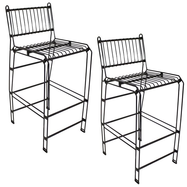 Sunnydaze Decor Set of 2 Black Indoor/Outdoor Steel Wire Bar Stools