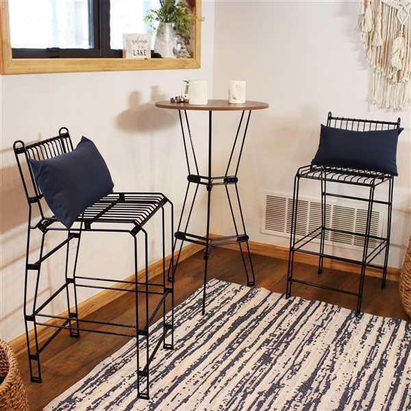 Sunnydaze Decor Set of 2 Black Indoor/Outdoor Steel Wire Bar Stools