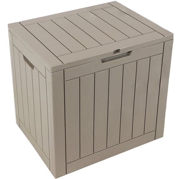 Sunnydaze Decor 17 L x 22-in W Beige Faux Wood Plastic Deck Box