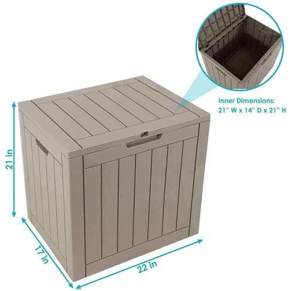 Sunnydaze Decor 17 L x 22-in W Beige Faux Wood Plastic Deck Box