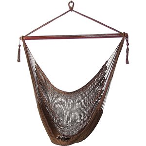 Sunnydaze Decor Brown Woven Extra Large Polyester Rope Hammock Chair and Spreader Bar