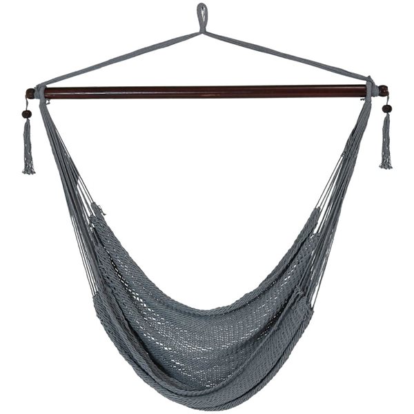 Sunnydaze Decor Grey Woven Extra Large Rope Hammock Chair w/ Spreader Bar