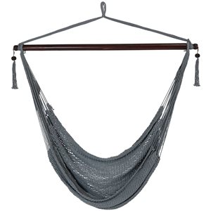 Sunnydaze Decor Grey Woven Extra Large Rope Hammock Chair w/ Spreader Bar