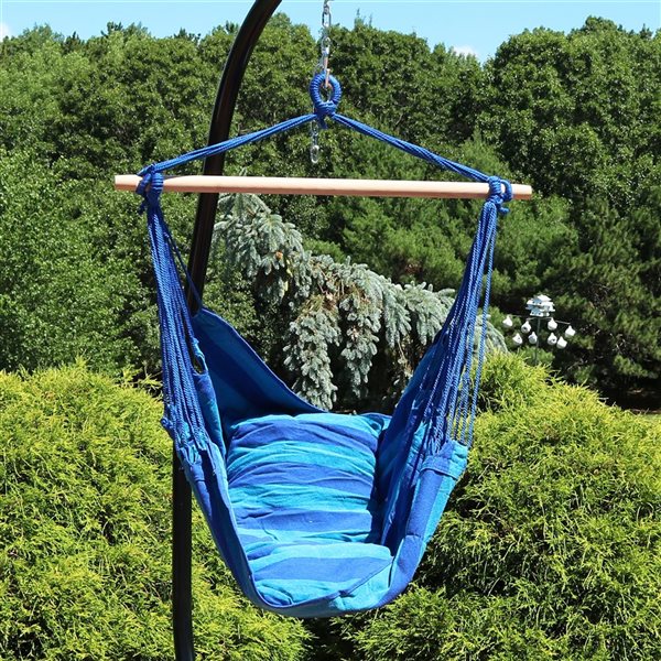 Sunnydaze Decor Blue Woven Hammock Chair w/ Double Cushions