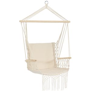 Sunnydaze Decor Cream Padded Hammock Chair w/ Spreader Bar