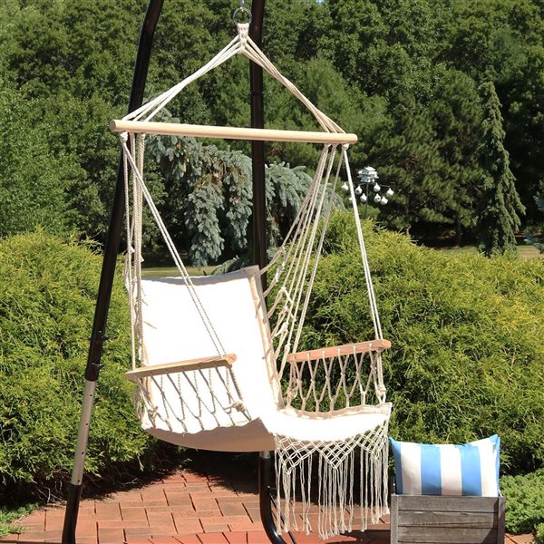 Sunnydaze Decor Cream Padded Hammock Chair w/ Spreader Bar