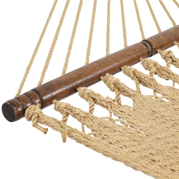 Sunnydaze Decor Light Brown Woven 2-Person Rope Hammock w/ Spreader Bars