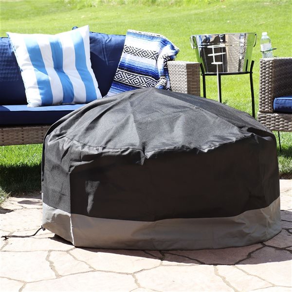 Sunnydaze Decor 48-in W Grey/Black Round Fire Pit Cover