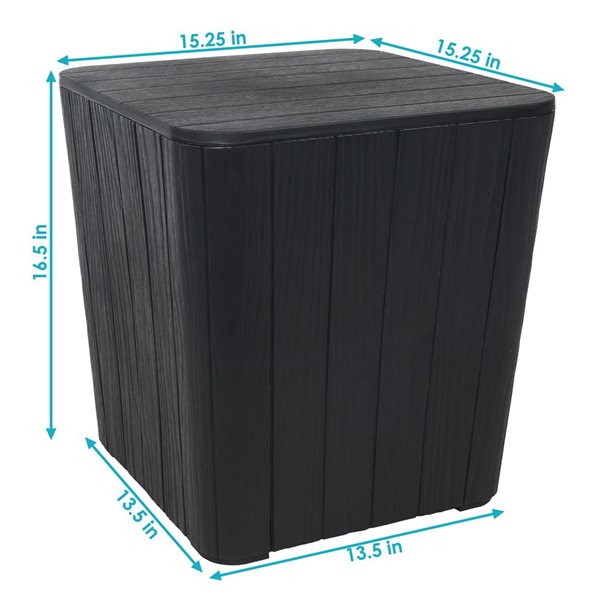 Sunnydaze Decor 15 L x 15-in W Grey Faux Wood Deck Box w/ Tabletop