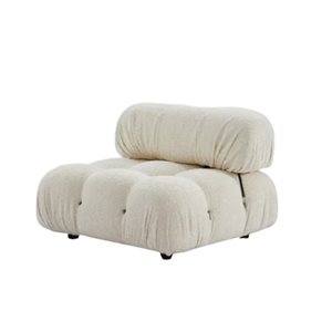 Fauteuil sans accoudoirs Collin de Plata Import tissu bouclé blanc cassé