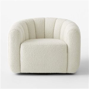 Fauteuil Bibi II de Plata Import tissu bouché blanc cassé