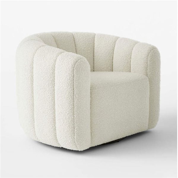 Plata Import Bibi II Off-White Boucle Fabric Modern Lounge Chair