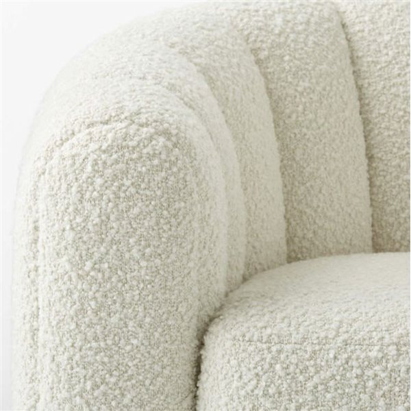 Plata Import Bibi II Off-White Boucle Fabric Modern Lounge Chair