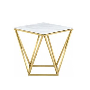 Plata Import Dominica 20 x 20-in Faux Marble Top/Gold Metal Frame Modern Square Side Table