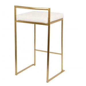 Tabouret de comptoir rembourré Salem de Plata Import similicuir blanc et métal doré