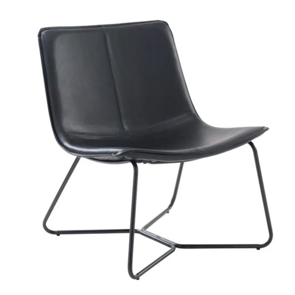 Plata Import Slope Black Faux Leather/Metal Frame Accent Chair