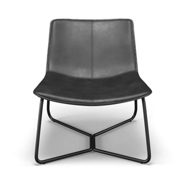 Plata Import Slope Black Faux Leather/Metal Frame Accent Chair