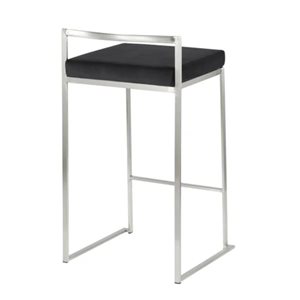 Tabouret de comptoir rembourré Salem de Plata Import similicuir noir et métal chrome