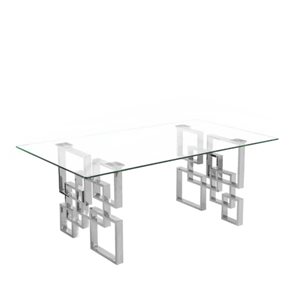Table basse rectangulaire moderne Diva de Plata Import en métal chrome poli et verre trempé