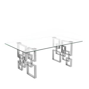 Plata Import Diva Polished Chrome Metal/Tempered Glass Coffee Modern Rectangular Coffee Table