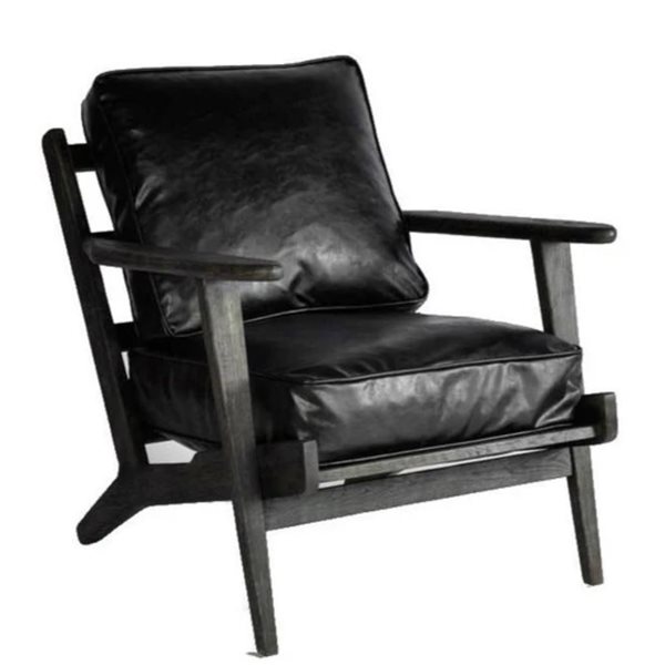 Fauteuil anglais en similicuir Coba de Plata Import avec cadre de bois noir