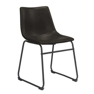 Plata Import Landon Black Faux Leather/Metal Legs Modern Dining Side Chair