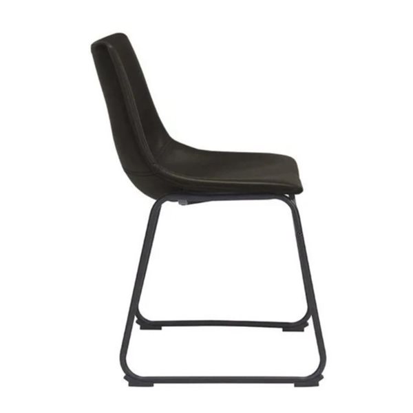 Chaise d'appoint de salle à manger moderne Landon de Plata Import similicuir et cadre métal noir