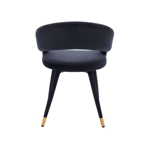 Plata Import Darius Black Velvet Upholstered Modern Dining Side Chair w/ Gold-Tipped Feet