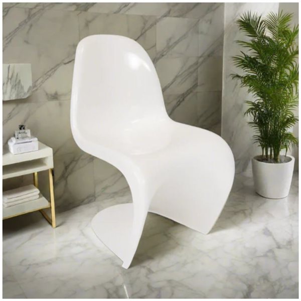 Plata Import Penton Shinny White Plastic Moulded Modern Dining Side Chair