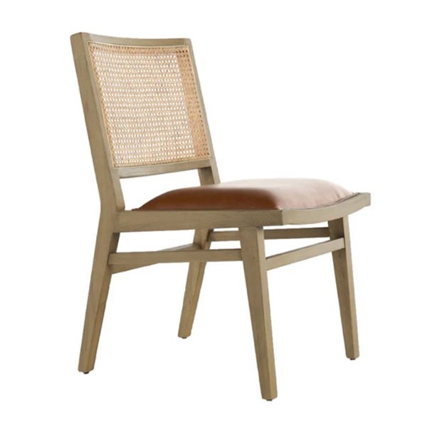 Plata Import Antonella Natural Cane Back Dining Side Chair w/ Brown Seat