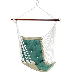 Sunnydaze Decor Green Woven Fabric Victorian Hammock Chair w/ Cushion