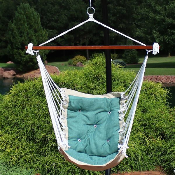 Sunnydaze Decor Green Woven Fabric Victorian Hammock Chair w/ Cushion