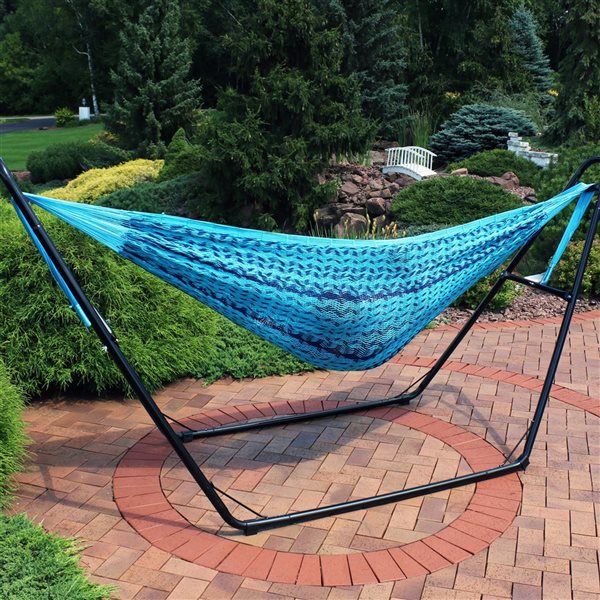 Sunnydaze Decor Blue Woven 2-Person Fabric Hammock