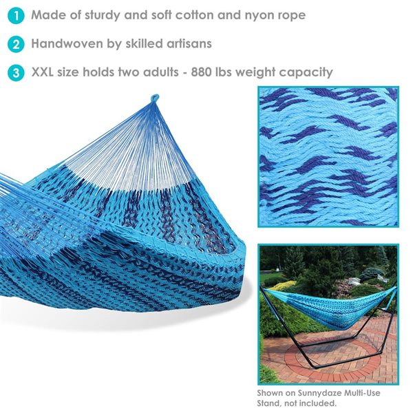 Sunnydaze Decor Blue Woven 2-Person Fabric Hammock