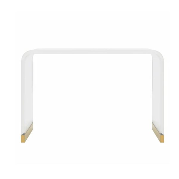 Plata Import Clear Acrylic Modern Rectangular Console Table w/ Gold Accents