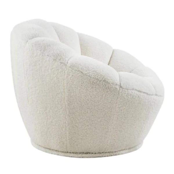 Plata Import Bibi Off-White Boucle Fabric Modern Swivel Lounge Chair