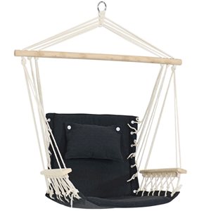 Sunnydaze Decor Black Padded Hammock Chair w/ Spreader Bar