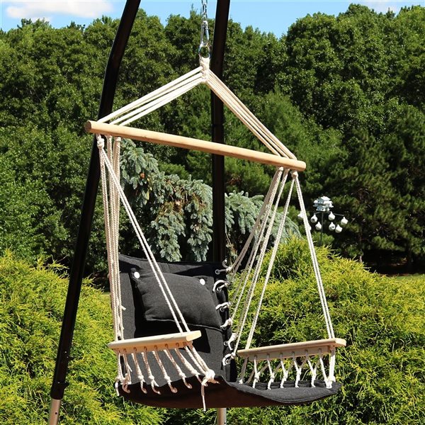 Sunnydaze Decor Black Padded Hammock Chair w/ Spreader Bar