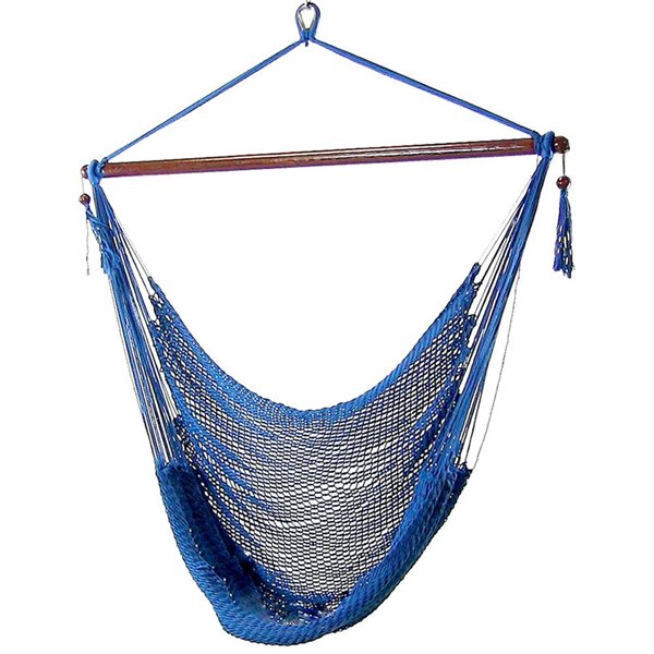 Sunnydaze Decor Blue Woven Extra Large Rope Hammock Chair w/ Spreader Bar