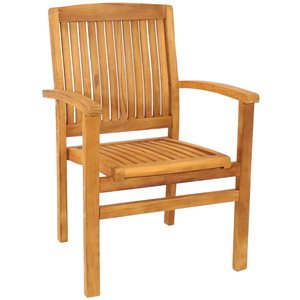 Sunnydaze Decor Light Brown Solid Teak Wood Stackable Outdoor Dining Armchair