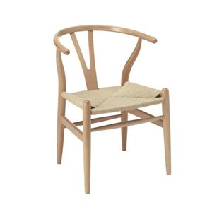 Chaise d'appoint de salle à manger à dossier incurvé Plata Import avec siège tressé naturel et cadre en bois