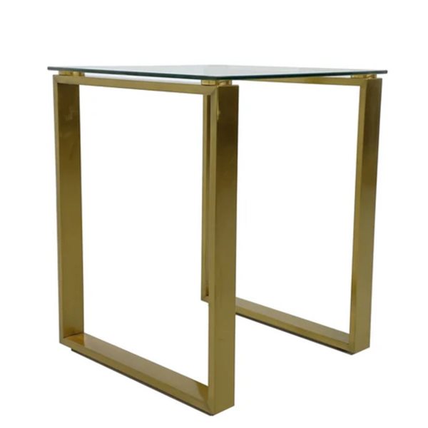 Plata Import Gen 17 x 17-in Gold Metal/Glass Top Modern Square Side Table