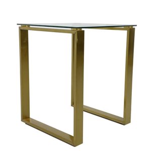 Plata Import Gen 17 x 17-in Gold Metal/Glass Top Modern Square Side Table