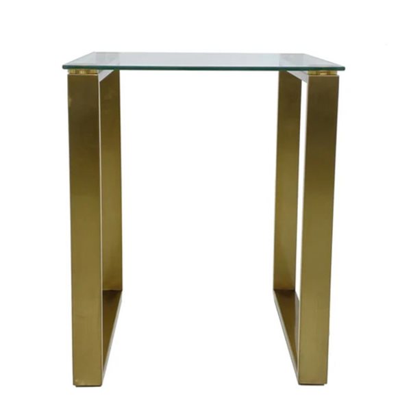 Plata Import Gen 17 x 17-in Gold Metal/Glass Top Modern Square Side Table