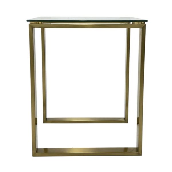 Plata Import Gen 17 x 17-in Gold Metal/Glass Top Modern Square Side Table