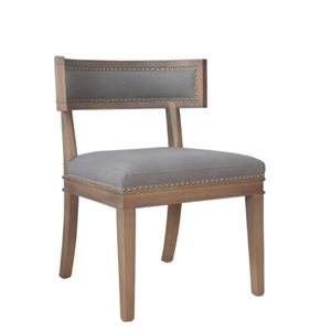 Plata Import Roman Grey Fabric Upholstered Dining Side Chair w/ Nailheads