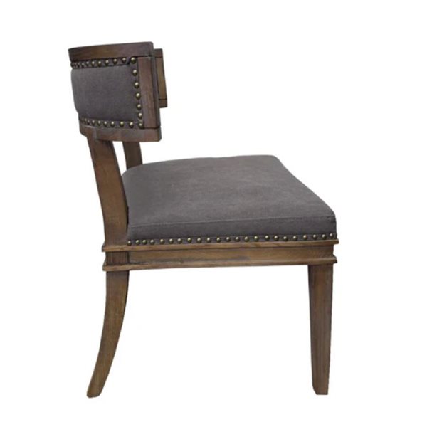 Chaise d'appoint de salle à manger Roman de Plata Import en tissu gris avec têtes de clous